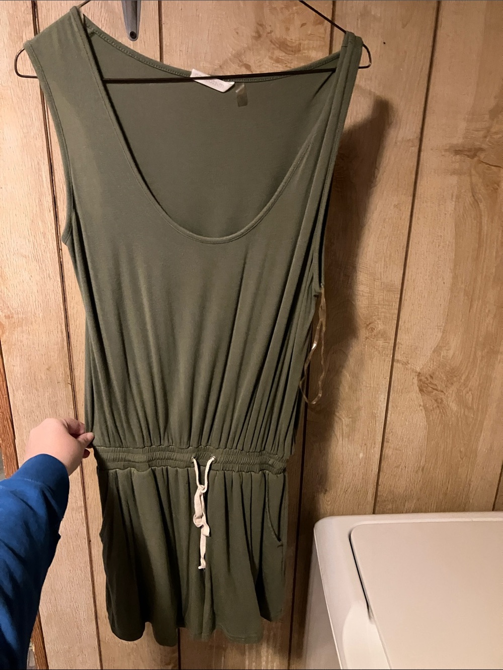 mittoshop Olive Green Sleeveless Drawstring Romper